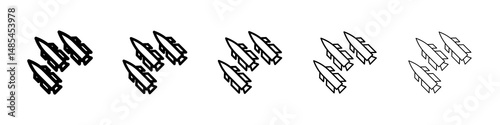 Missile icon symbol pictogram. stroke designs.