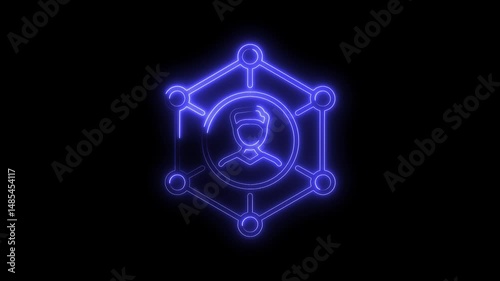 Wallpaper Mural Neon decentralized network concept animation with human silhouette digital connection on black background Torontodigital.ca