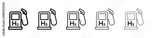 hydrogen fuel pump icon symbol pictogram. stroke designs.