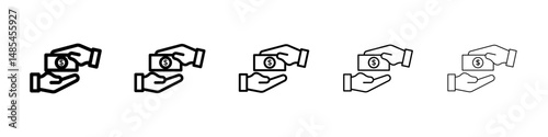 Hand money exchange icon symbol pictogram. stroke designs.