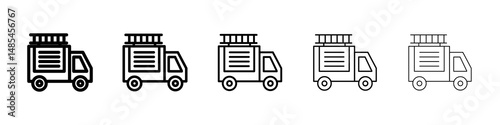 Fire truck icon symbol pictogram. stroke designs.