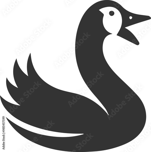 A drawing vector silhouette of a goose bird
