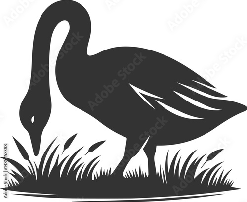 A drawing vector silhouette of a goose bird