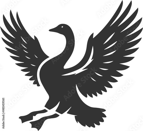 A drawing vector silhouette of a goose bird