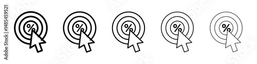 Click through rate icon symbol pictogram. stroke designs.