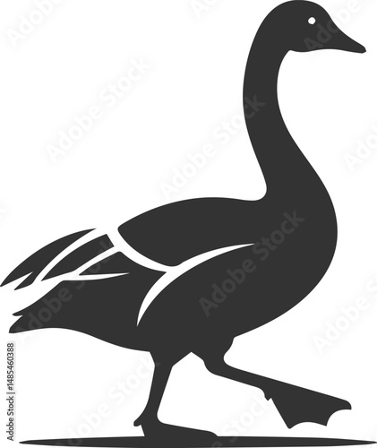 A drawing vector silhouette of a goose bird