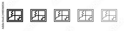 Broken window icon symbol pictogram. stroke designs.