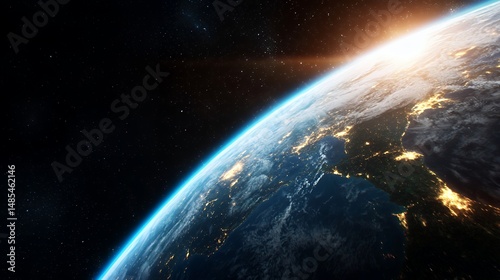 Earth in Space Sunrise View