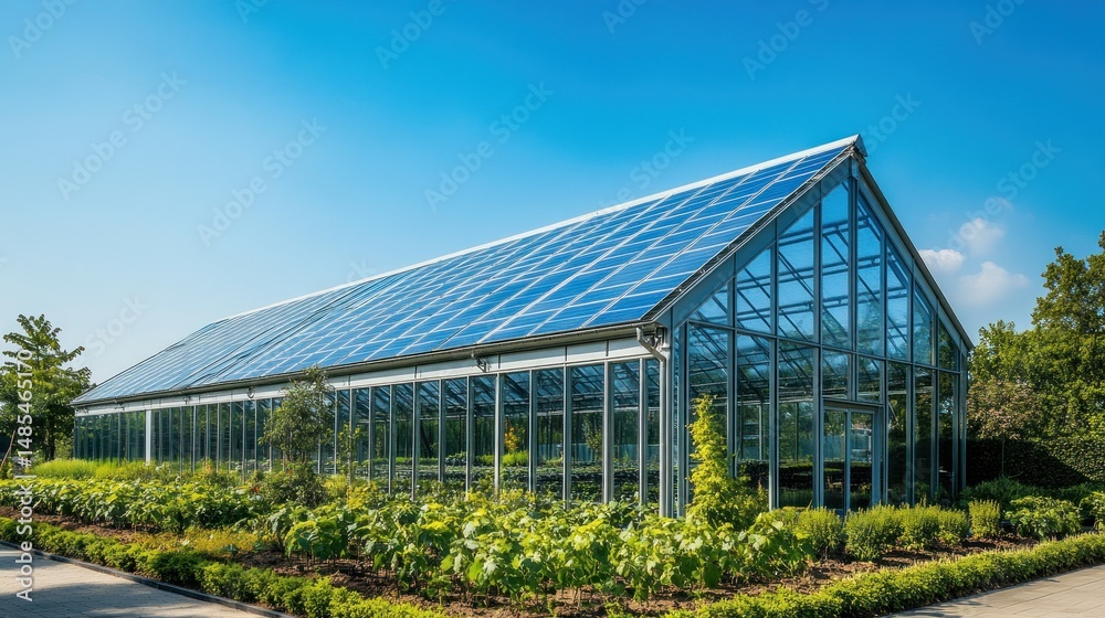 Naklejka premium Modern Solar Powered Greenhouse
