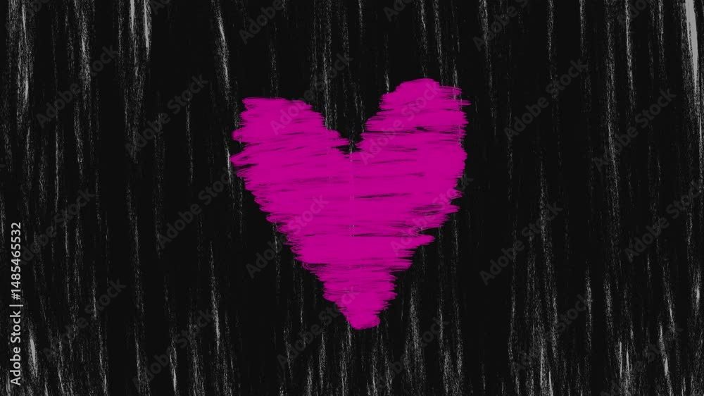 looped background of hand-drawn pencil hatching, pencil doodles depicting a heart, dynamic twitching textures