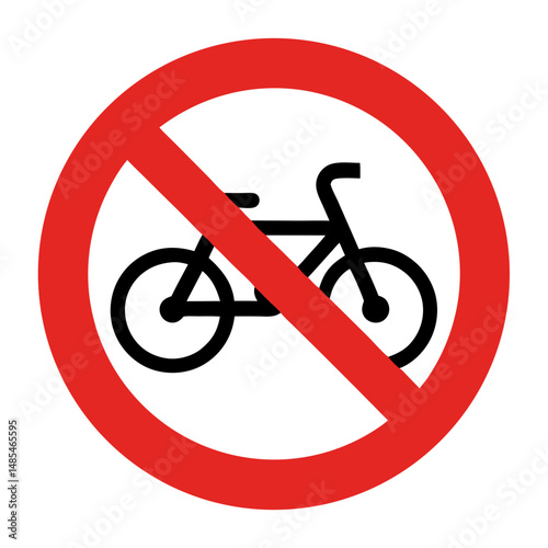 No bicycles allowed sign, simple design, red and black, for public safety information