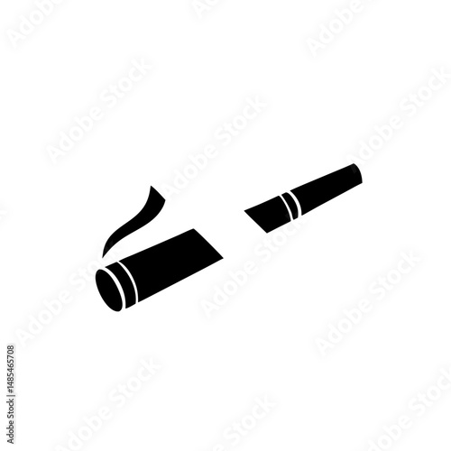 Smoking cigarette, black and white, illustration, for health campaigns