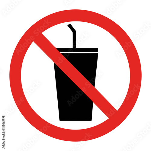 No drinks allowed sign, simple design, red and black colors, for public spaces