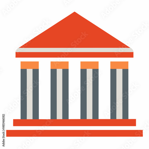 Building icon. Building with iconic columns. Historic building. Museum Vector icon isolated on white background.