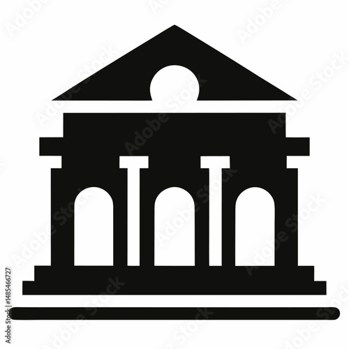 Building icon. Building with iconic columns. Historic building. Museum Vector icon isolated on white background.