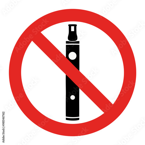 No vaping allowed sign, simple design, red and black colors, for public health campaigns
