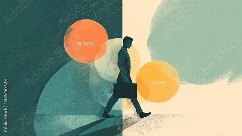 Man walking in front of work life wall - mental health concept