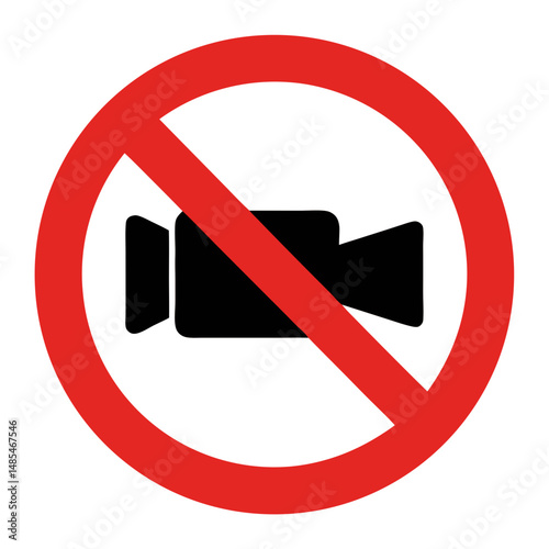 No filming allowed sign, red circle, prohibition symbol, for safety regulations