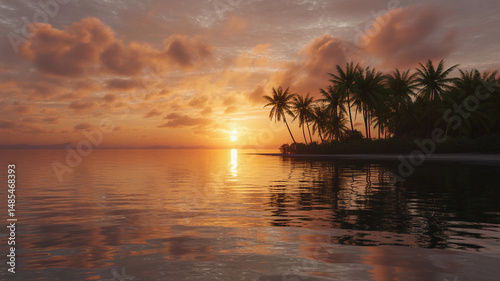 Tropical Sunset Over Calm Sea