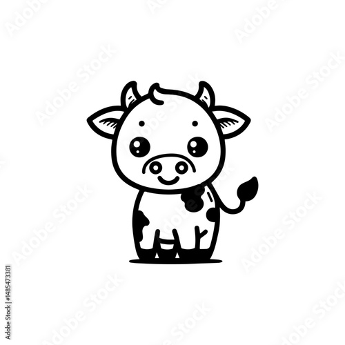 a illustration of cow outline style