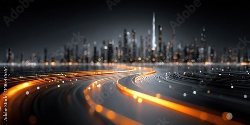 Digital Tech Roadmap for Business Progress with Cityscape Background photo