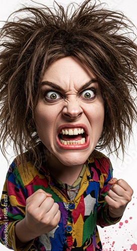 exaggerated crazy woman is angry
