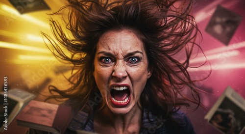exaggerated crazy woman is angry
