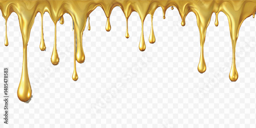 abstract 3d  liquid gold dripping isolated on transparent background