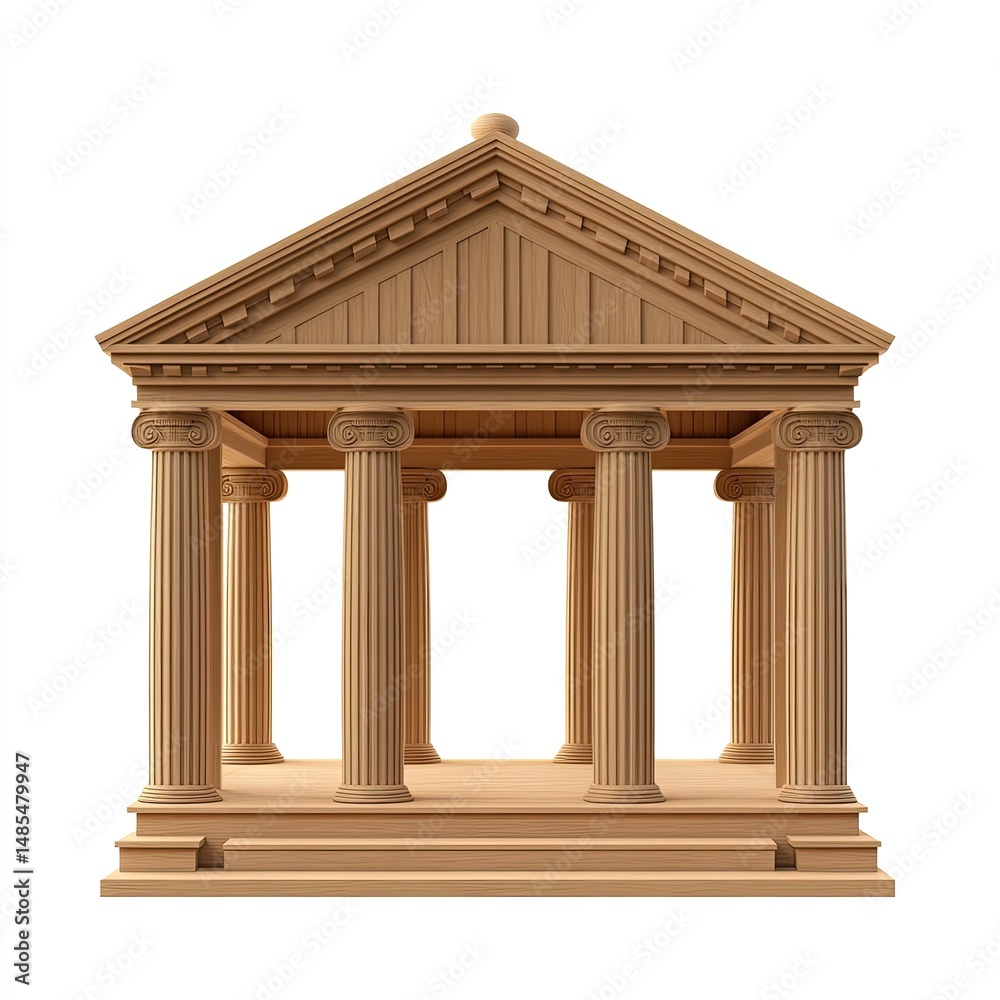 Obraz premium Classical style temple structure. Detailed, symmetrical, ancient-inspired building with columns, pediment, and a raised platform