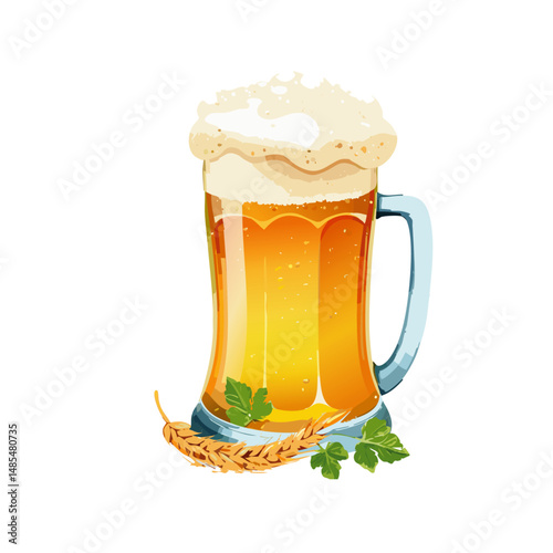 beer glass with foam crown vector icon graphic design
