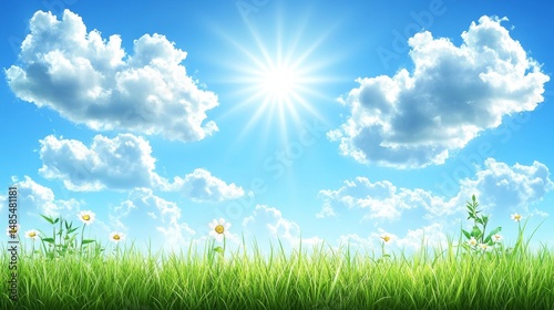Rolling hills and brilliant sunshine characterize a lively summertime setting