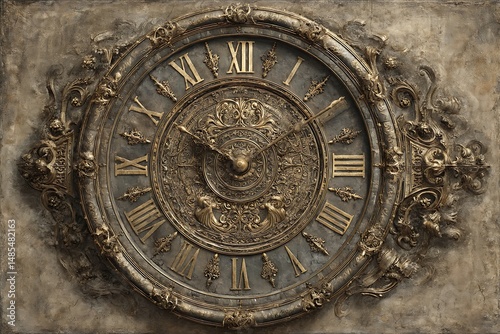 Ornate antique clock with roman numerals