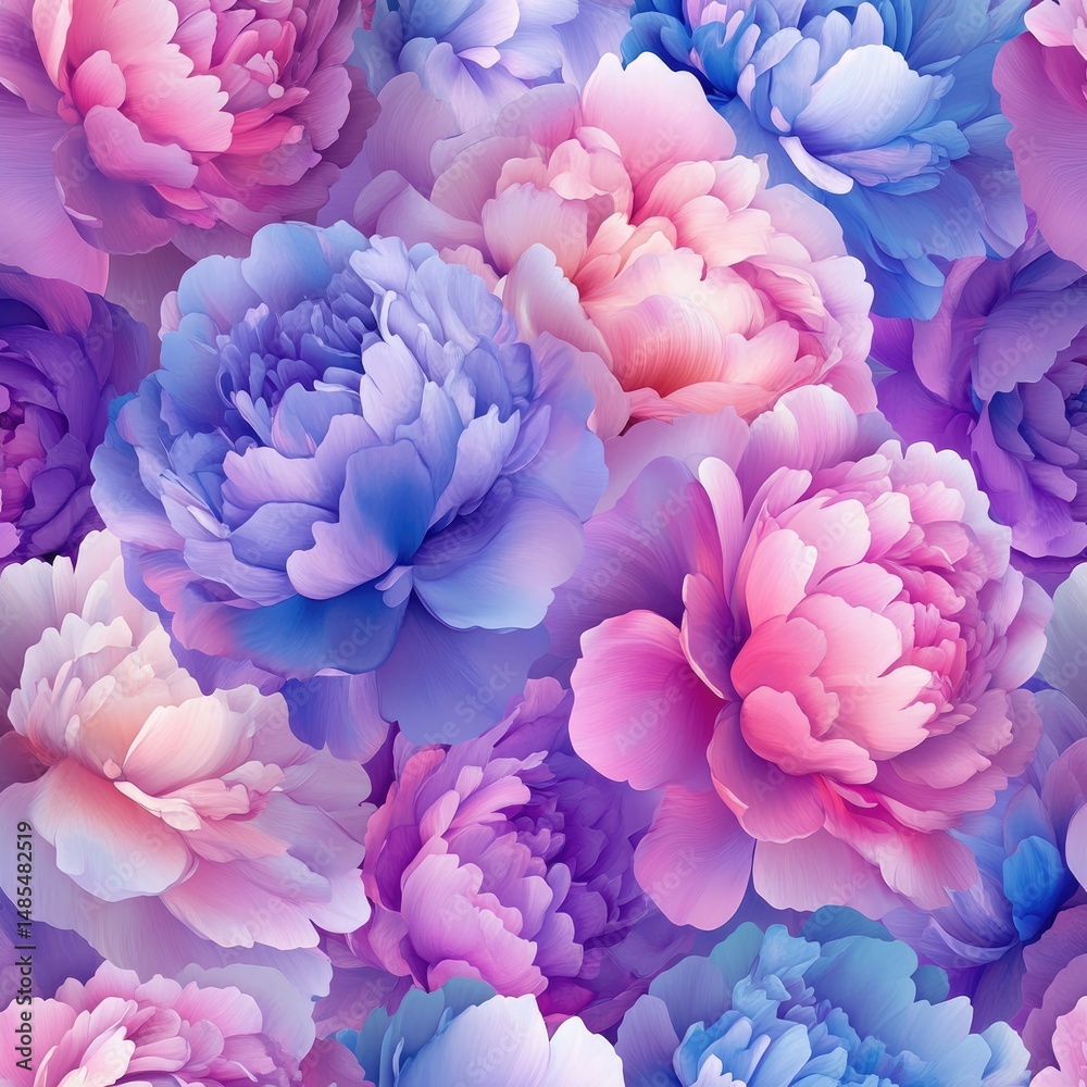 Lush pastel peonies in vibrant hues Lush pastel peonies in vibrant hues
