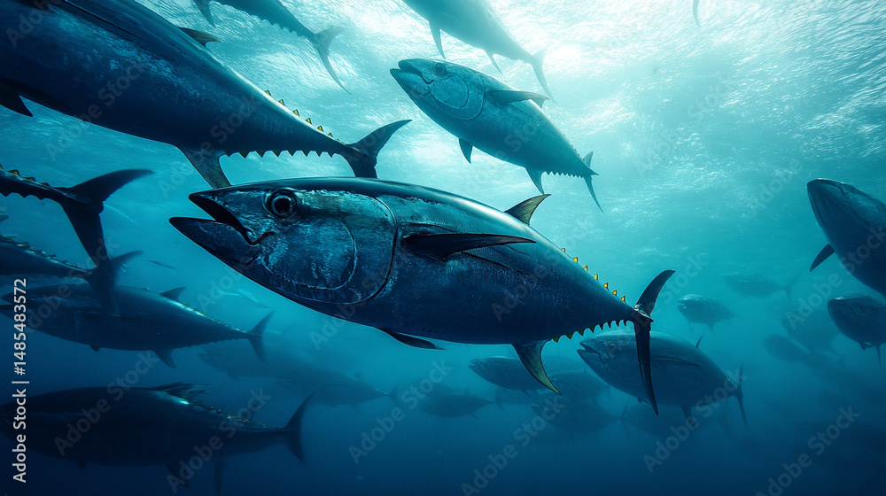Obraz premium Tuna fish in a beautiful ocean.