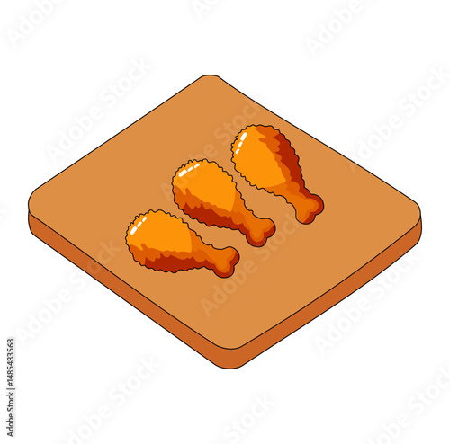 Cartoon Fried Chicken Digital Vectors Illustration