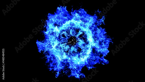Shockwave blast impact effect isolated on black background