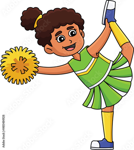 Female Cheerleader Scale Cartoon Colored Clipart 