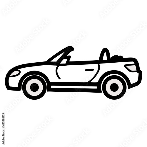 Convertible car icon on transparent background for travel concept  