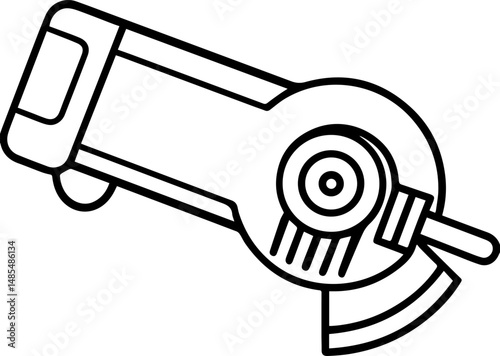 Angle grinder outline vector illustration line art