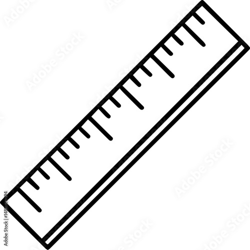 Ruler outline icon for measuring vector illustration line art