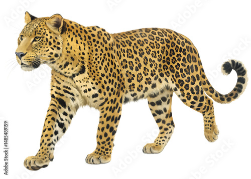 Realistic leopard side profile illustration