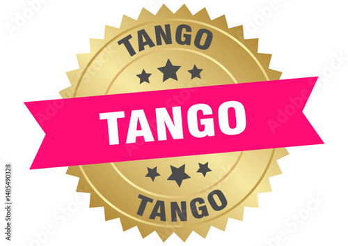 tango. tango round pink and gold label isolated on transparent background