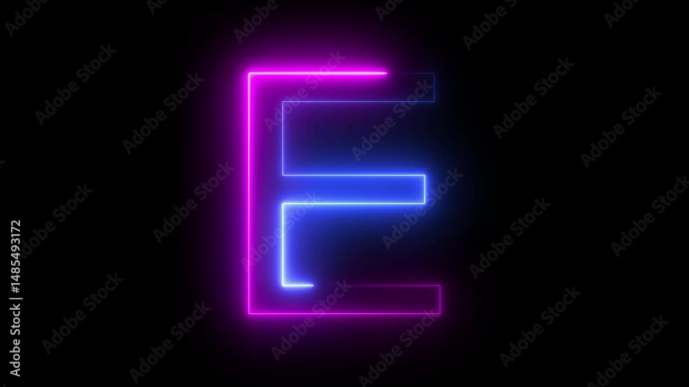 Animated neon letter E. Letter concept. E text icon animation by glowing neon. Animated neon letter E. Letter concept. E text icon animation by glowing neon.