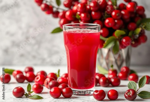 Wallpaper Mural Vibrant red cranberry juice in a glass, set against a clean background,  background,  quenching Torontodigital.ca
