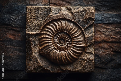 Ancient fossil stone tile textured background