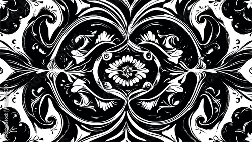 Vintage ornamental abstract background with engraved vortex curves