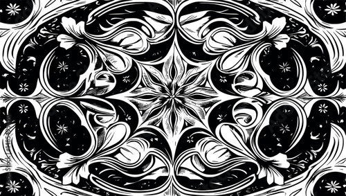 Vintage ornamental abstract background with engraved vortex curves