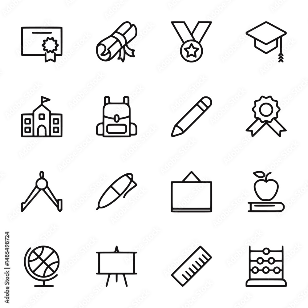 Minimalist Education Icons Outline Style Vector Set Minimalist Education Icons Outline Style Vector Set