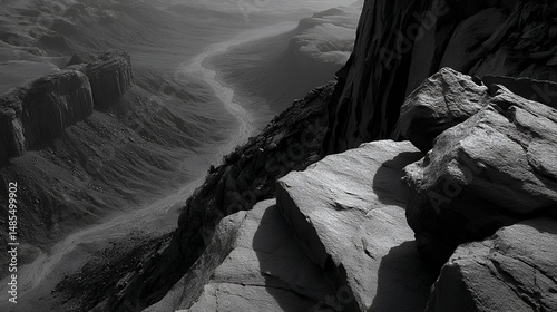 jagged terrain with creeping shadows and broken ground