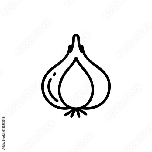 Line drawing of a single onion in minimalist style  